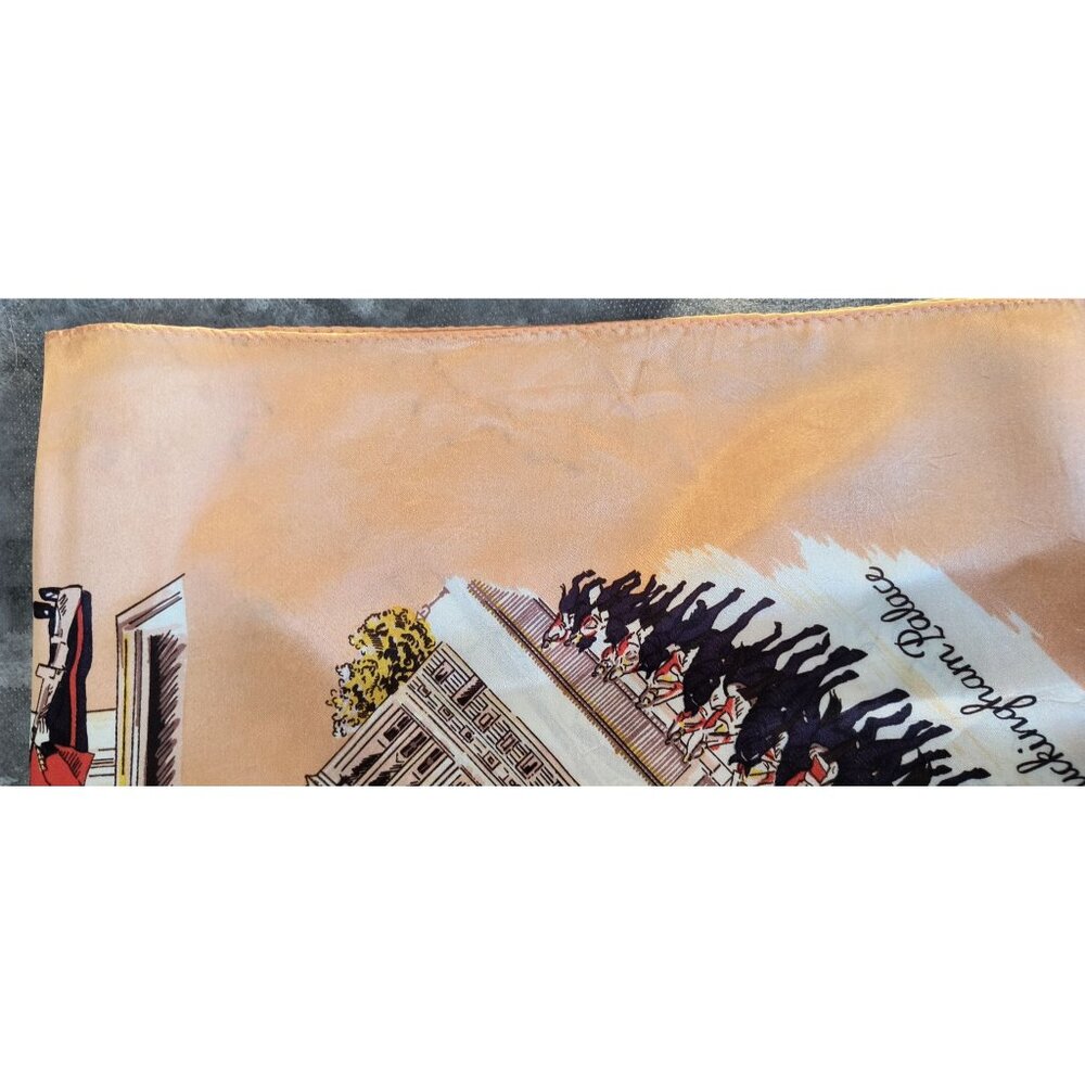Vintage Peach London Scarf With Iconic Landmarks Print - Picture 9 of 10